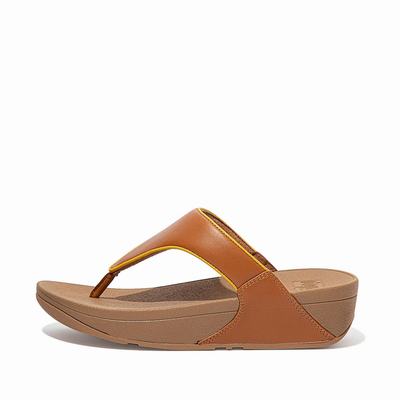 Sandały Fitflop LULU Pop Binding Leather Sandals Damskie Głęboka Brązowe Pomarańczowe Żółte | Polska-71849