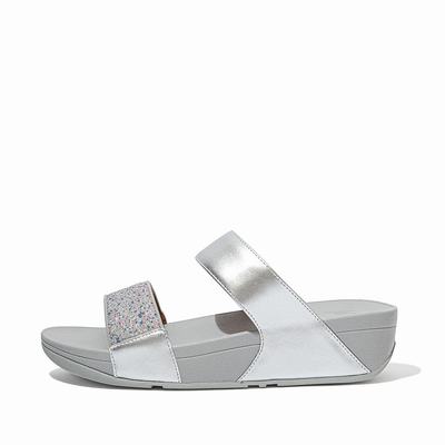 Sandały Fitflop LULU Shimmer Splash Slides Damskie Srebrne | Polska-96075