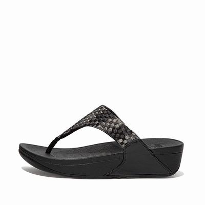 Sandały Fitflop LULU Silky Weave Toe-Post Damskie Czarne | Polska-31876