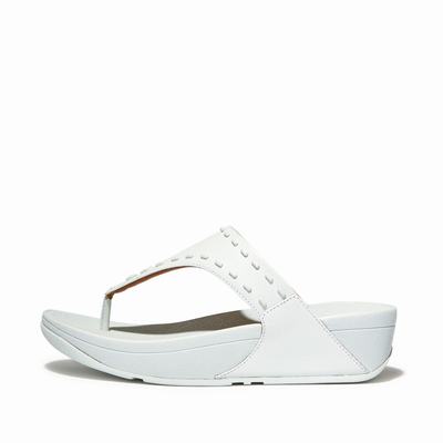 Sandały Fitflop LULU Stud Leather Toe-Post Damskie Niebieskie | Polska-76340