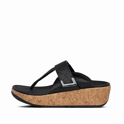 Sandały Fitflop REMI Adjustable Leather Damskie Czarne | Polska-53017