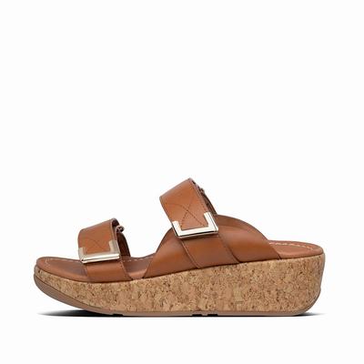 Sandały Fitflop REMI Adjustable Leather Slides Damskie Głęboka Brązowe | Polska-72146