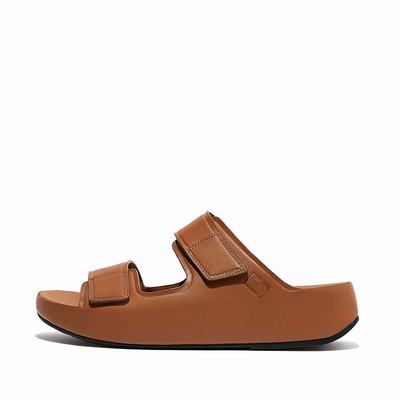 Sandały Fitflop SAMEL Adjustable Leather Slides Męskie Głęboka Brązowe | Polska-86931