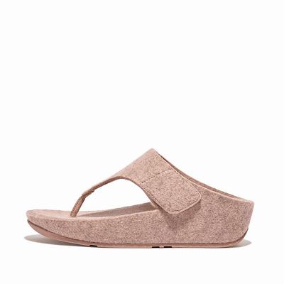 Sandały Fitflop SHUV E01 Adjustable Felt Toe-Post Damskie Beżowe | Polska-59038