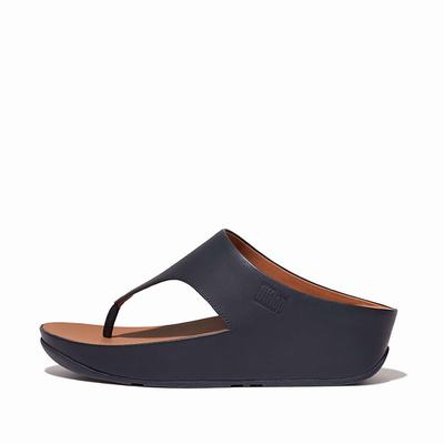 Sandały Fitflop SHUV Leather Toe-Post Damskie Granatowe | Polska-54637