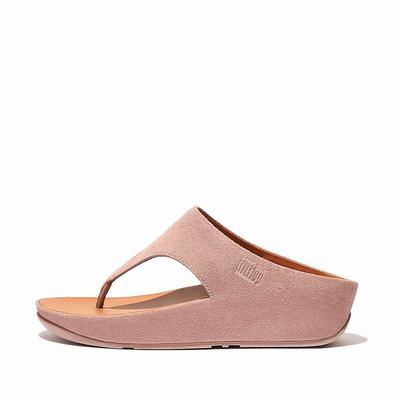 Sandały Fitflop SHUV Suede Toe-Post Damskie Różowe | Polska-70381