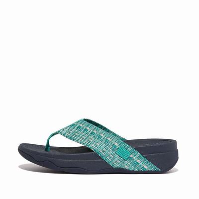 Sandały Fitflop SURFA Geo-Webbing Toe-Post Damskie Niebieskie | Polska-09417