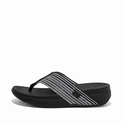 Sandały Fitflop SURFA Toe-Post Damskie Czarne | Polska-52317