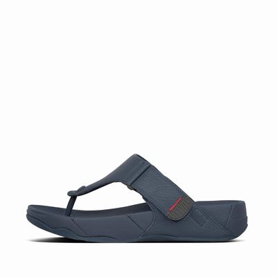 Sandały Fitflop TRAKK II Leather Toe-Post Męskie Granatowe | Polska-93710