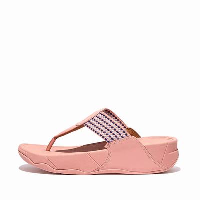 Sandały Fitflop WALKSTAR Finestripe Toe-Post Damskie Różowe | Polska-18039