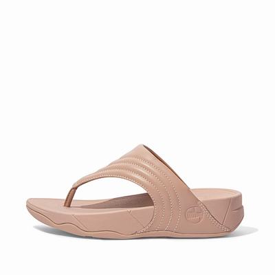 Sandały Fitflop WALKSTAR Leather Toe-Post Damskie Beżowe | Polska-91420