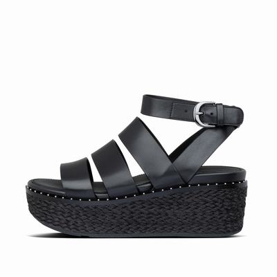 Sandały na Koturnie Fitflop ELOISE Espadrille Damskie Czarne | Polska-16854