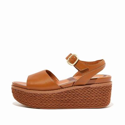 Sandały na Koturnie Fitflop ELOISE Espadrille Leather Damskie Głęboka Brązowe | Polska-98421