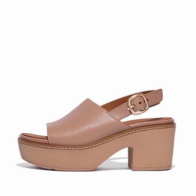 Sandały na Platformie Fitflop PILAR Leather Damskie Beżowe | Polska-94728