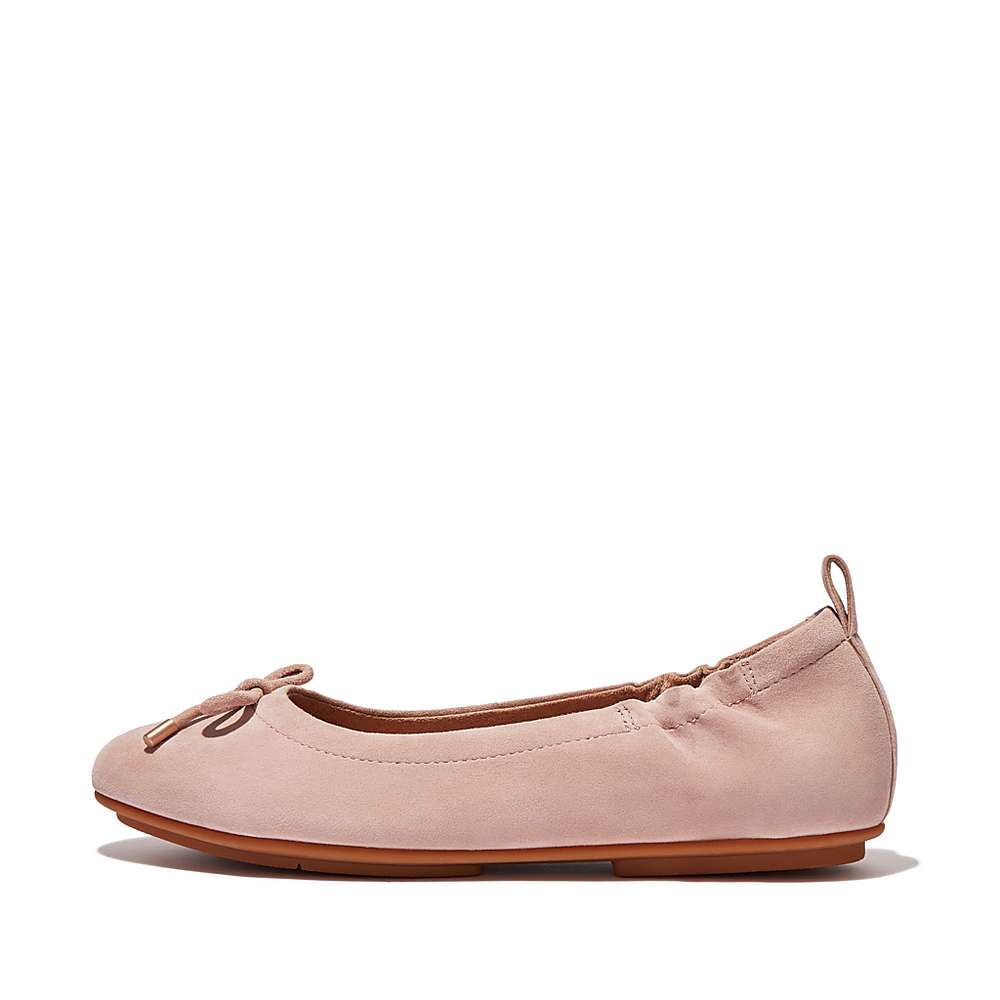 Baleriny Fitflop ALLEGRO Bow Suede Damskie Beżowe | Polska-16250