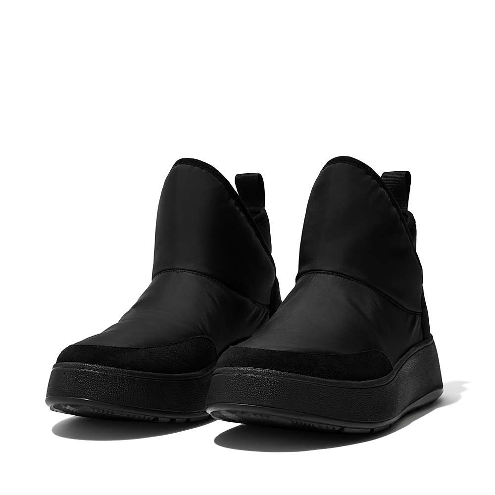 Buty Sportowe Fitflop F-MODE E01 Biofleece-Lined Flatform Bootie Damskie Czarne | Polska-73520