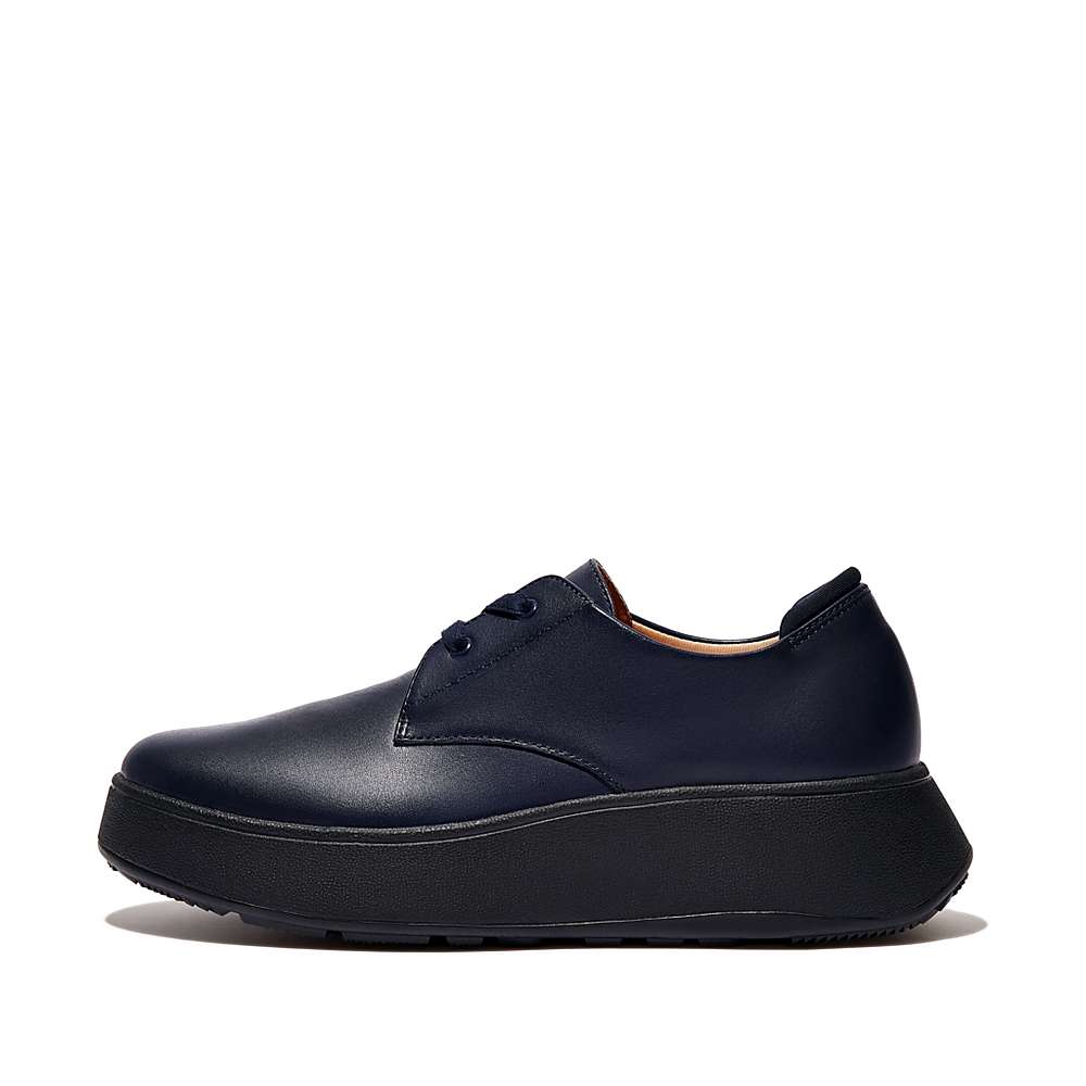 Buty Sportowe Fitflop F-MODE Leather Flatform Lace-Up Derbies Damskie Granatowe | Polska-12608