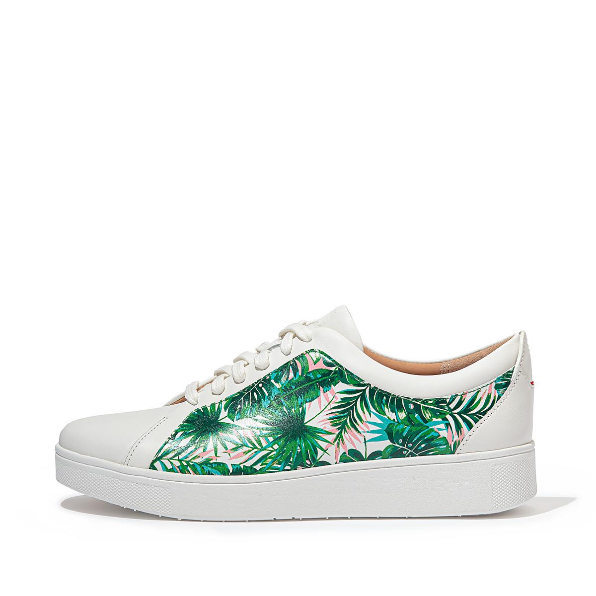 Buty Sportowe Fitflop RALLY Jungle-Print Leather Damskie Białe | Polska-80527