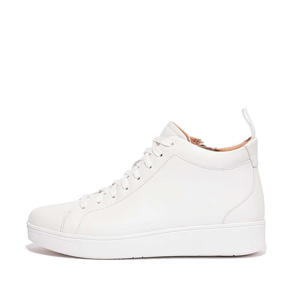 Buty Sportowe Fitflop RALLY Leather High-Top Damskie Białe | Polska-30264