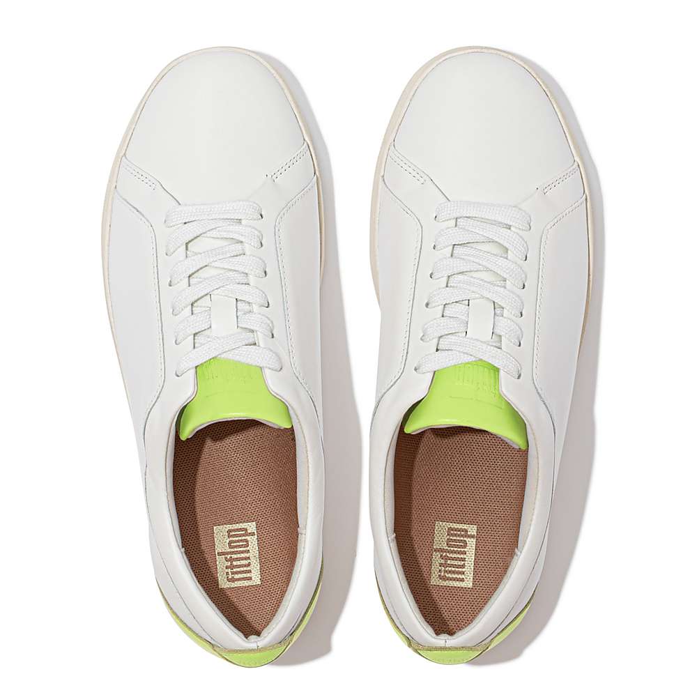 Buty Sportowe Fitflop RALLY Neon-Pop Leather Damskie Białe Żółte | Polska-31865