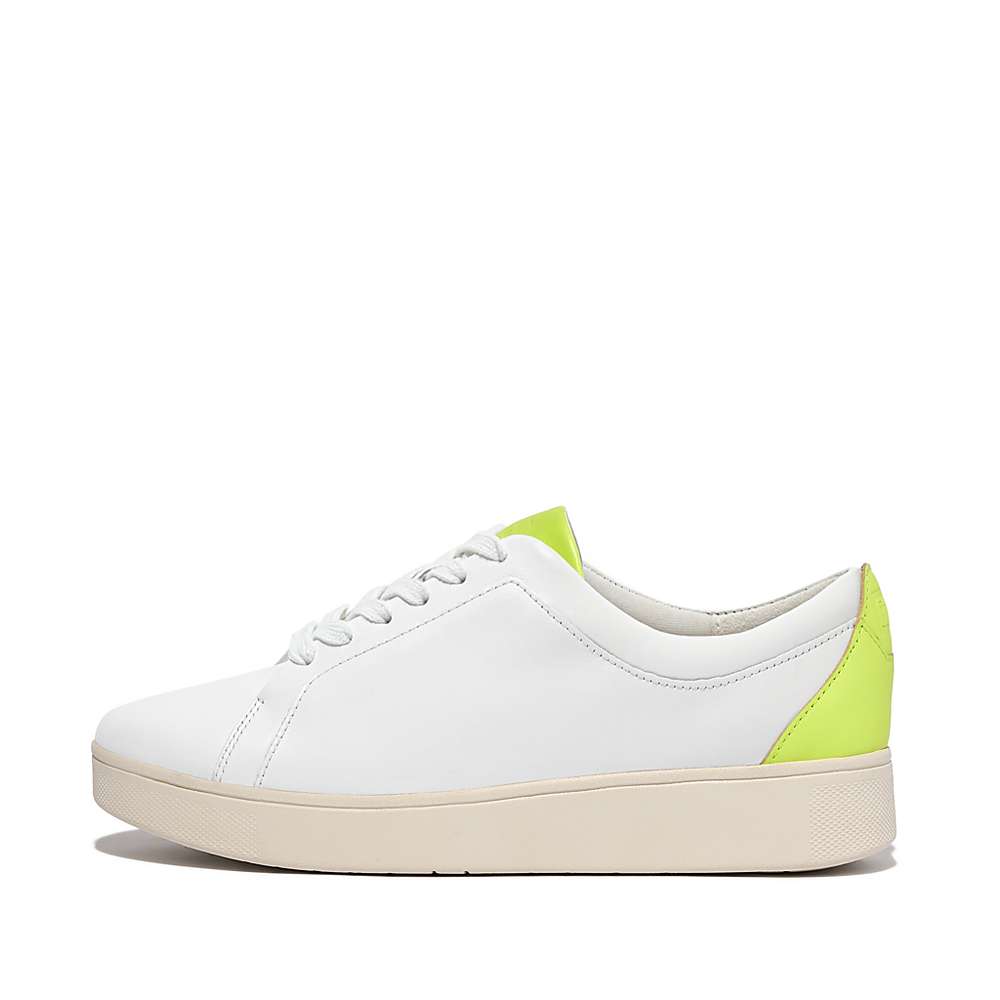 Buty Sportowe Fitflop RALLY Neon-Pop Leather Damskie Białe Żółte | Polska-31865