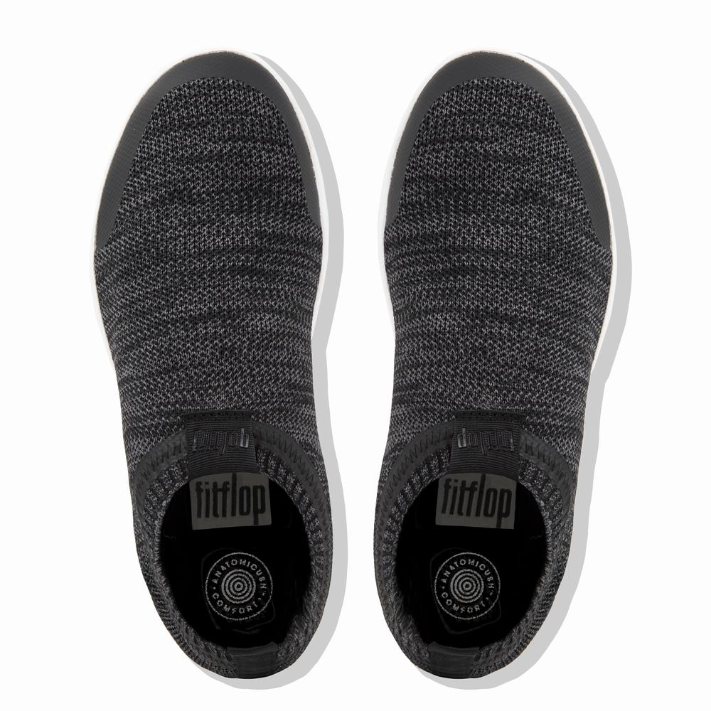 Buty Sportowe Fitflop UBERKNIT Slip-On Damskie Czarne Szare | Polska-98264