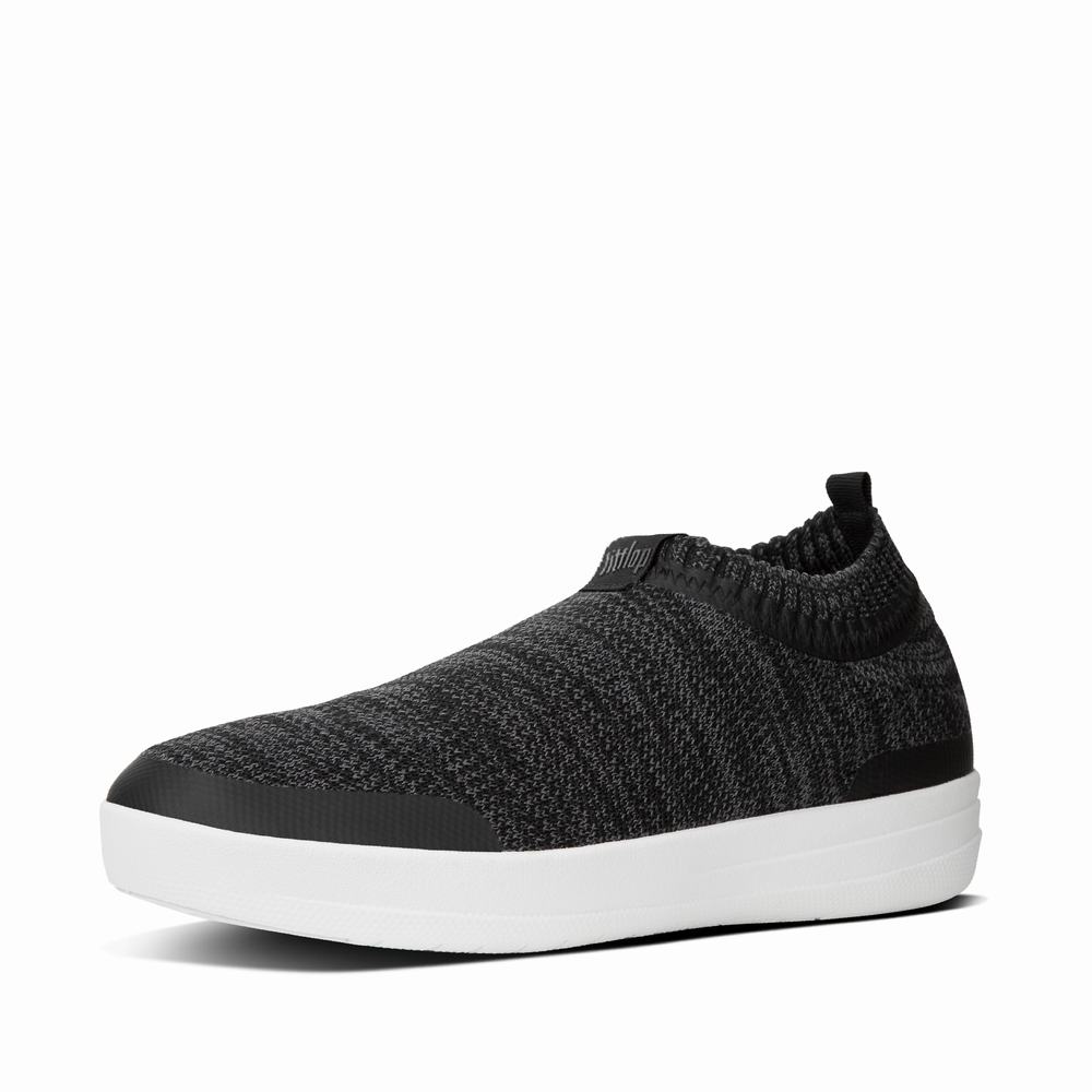 Buty Sportowe Fitflop UBERKNIT Slip-On Damskie Czarne Szare | Polska-98264