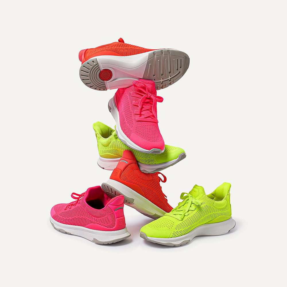 Buty Sportowe Fitflop VITAMIN FFX Neon Reflective Knit Sports Damskie Różowe | Polska-85317