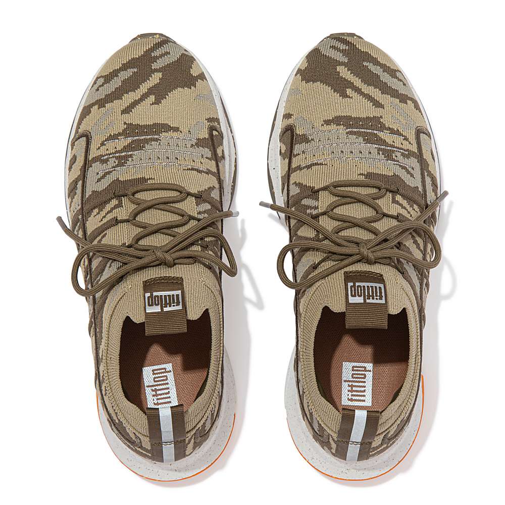 Buty Sportowe Fitflop VITAMIN FF E01 Camo Knit Sports Damskie Oliwkowe | Polska-14208