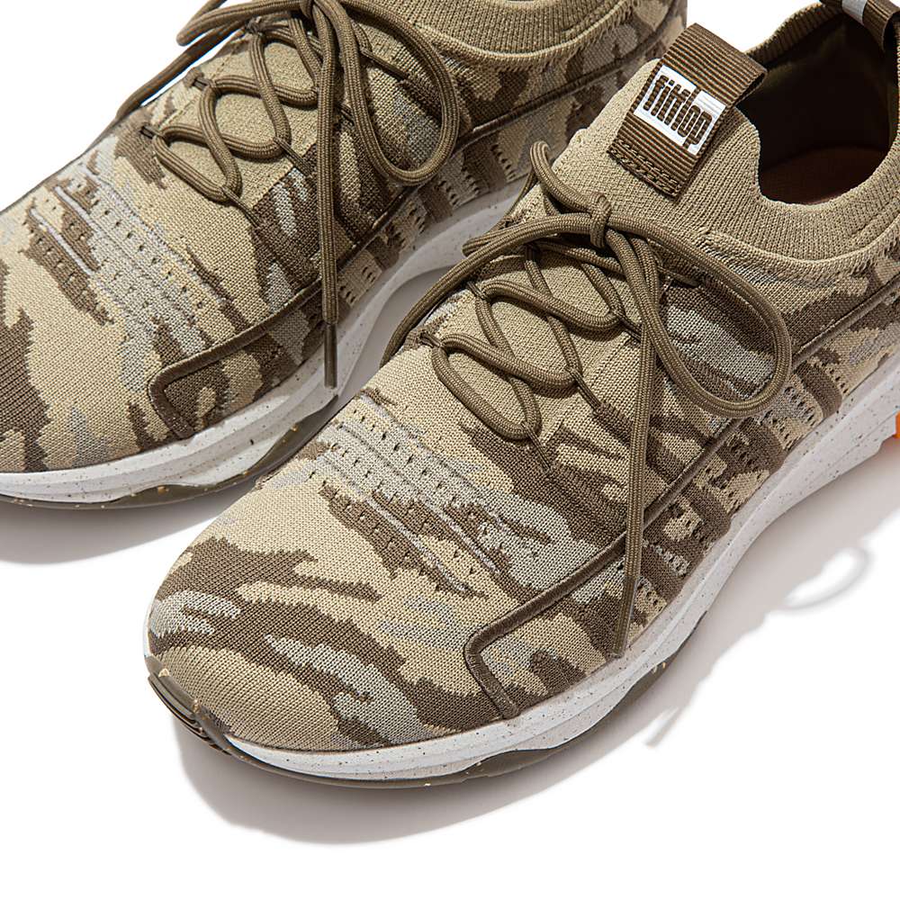 Buty Sportowe Fitflop VITAMIN FF E01 Camo Knit Sports Damskie Oliwkowe | Polska-14208