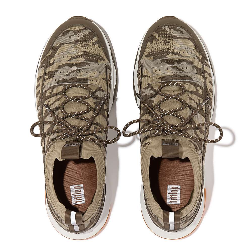 Buty Sportowe Fitflop VITAMIN FF E01 Camo Knit Sports Męskie Oliwkowe | Polska-96128