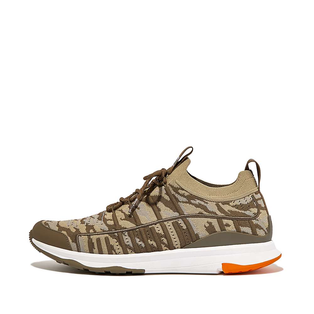 Buty Sportowe Fitflop VITAMIN FF E01 Camo Knit Sports Męskie Oliwkowe | Polska-96128