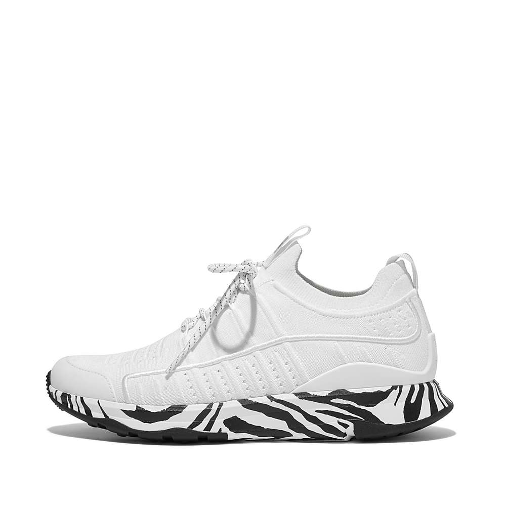 Buty Sportowe Fitflop VITAMIN FF Zebra Sole Knit Sports Damskie Białe | Polska-40629