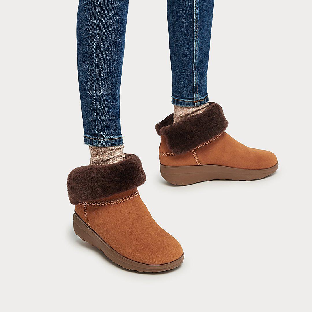 Buty Zimowe Fitflop MUKLUK SHORTY Shearling-Lined Suede Damskie Brązowe | Polska-32514