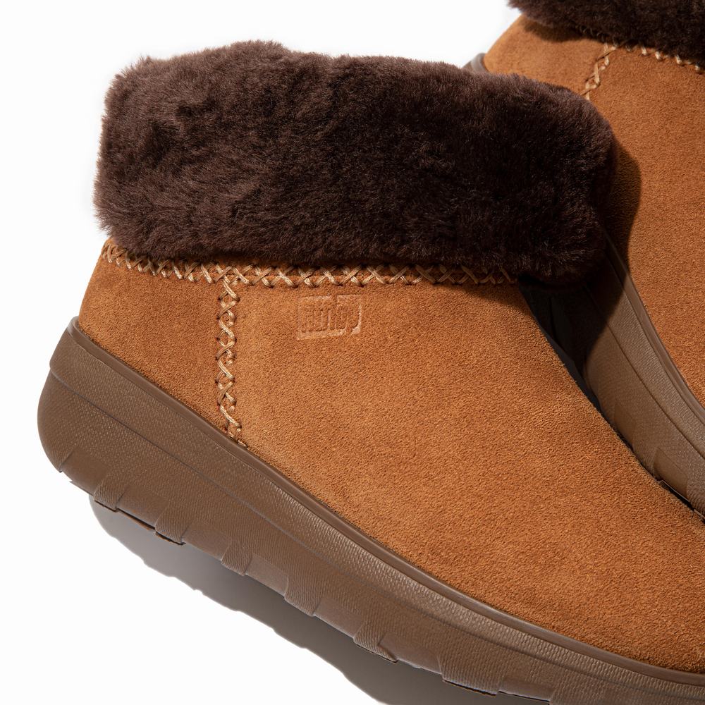 Buty Zimowe Fitflop MUKLUK SHORTY Shearling-Lined Suede Damskie Brązowe | Polska-32514