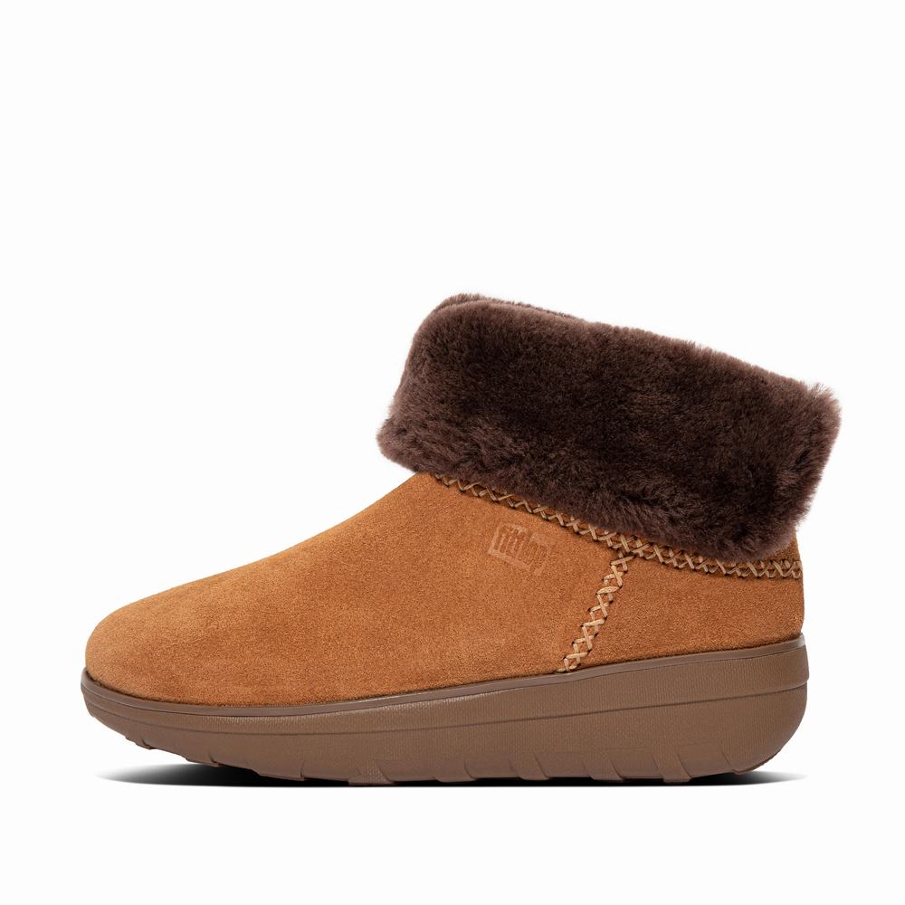 Buty Zimowe Fitflop MUKLUK SHORTY Shearling-Lined Suede Damskie Brązowe | Polska-32514