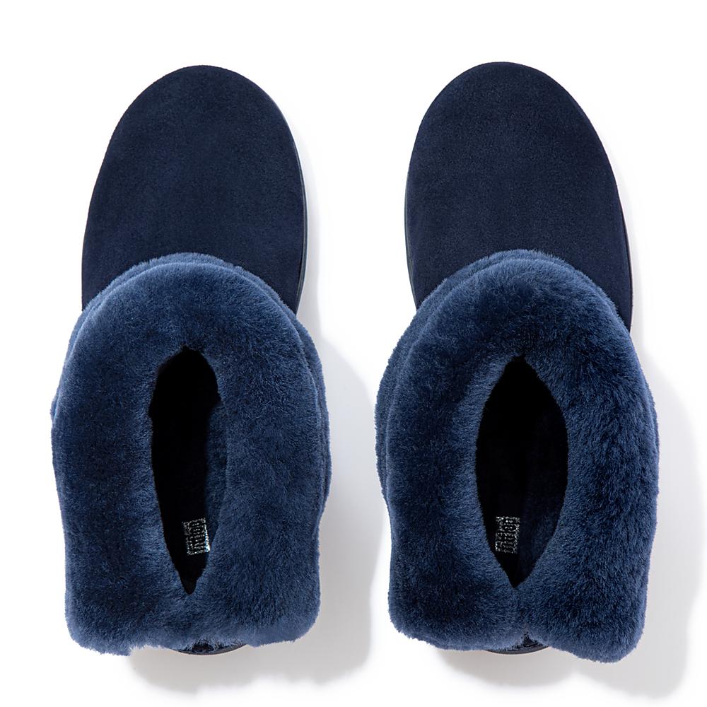 Buty Zimowe Fitflop MUKLUK SHORTY Shearling-Lined Suede Damskie Granatowe | Polska-78621