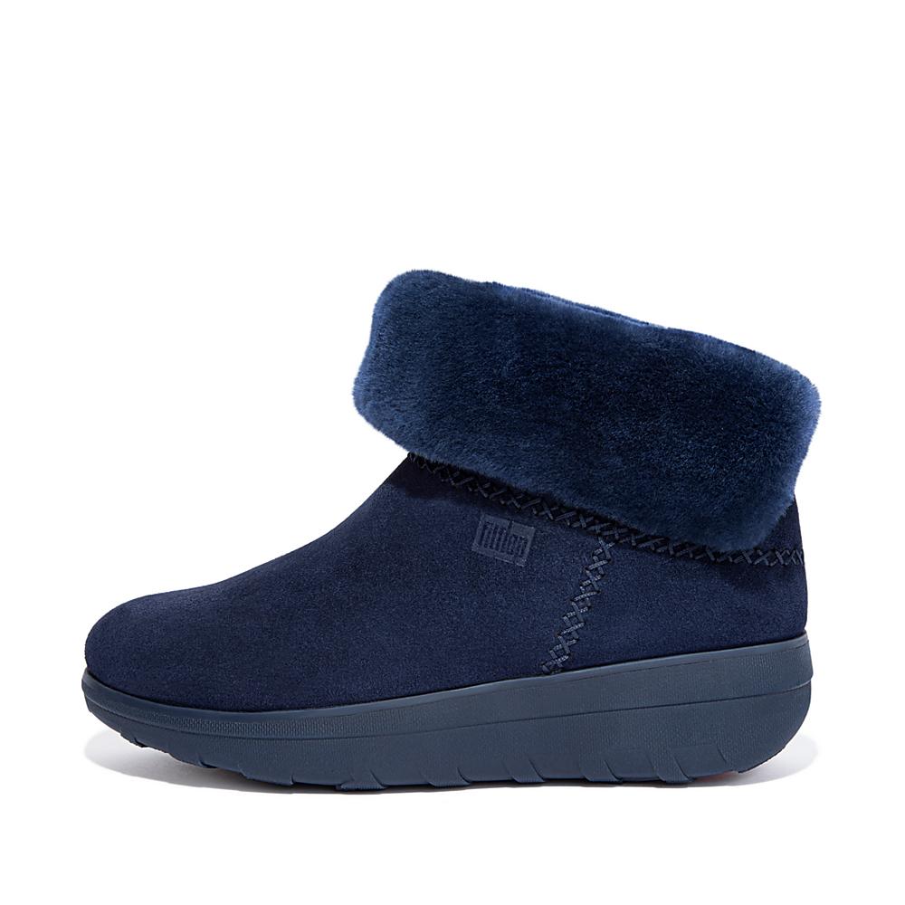 Buty Zimowe Fitflop MUKLUK SHORTY Shearling-Lined Suede Damskie Granatowe | Polska-78621