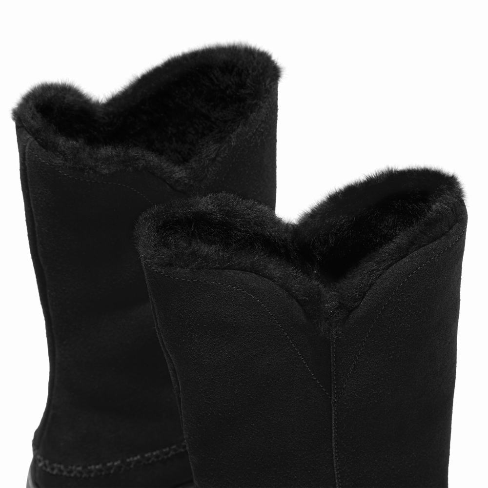 Buty Zimowe Fitflop MUKLUK Shearling-Lined Suede Calf Damskie Czarne | Polska-08691