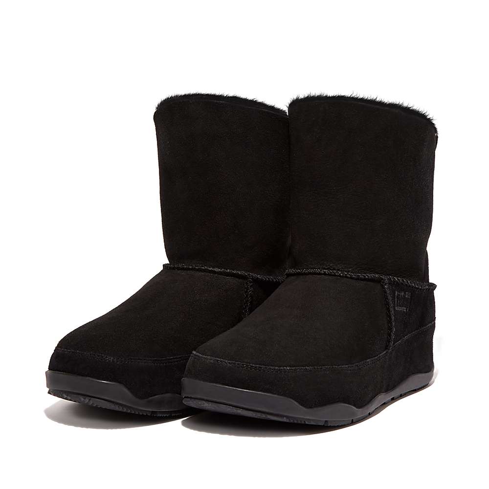 Buty Zimowe Fitflop Original MUKLUK SHORTY Double-Faced Shearling Damskie Czarne | Polska-78402