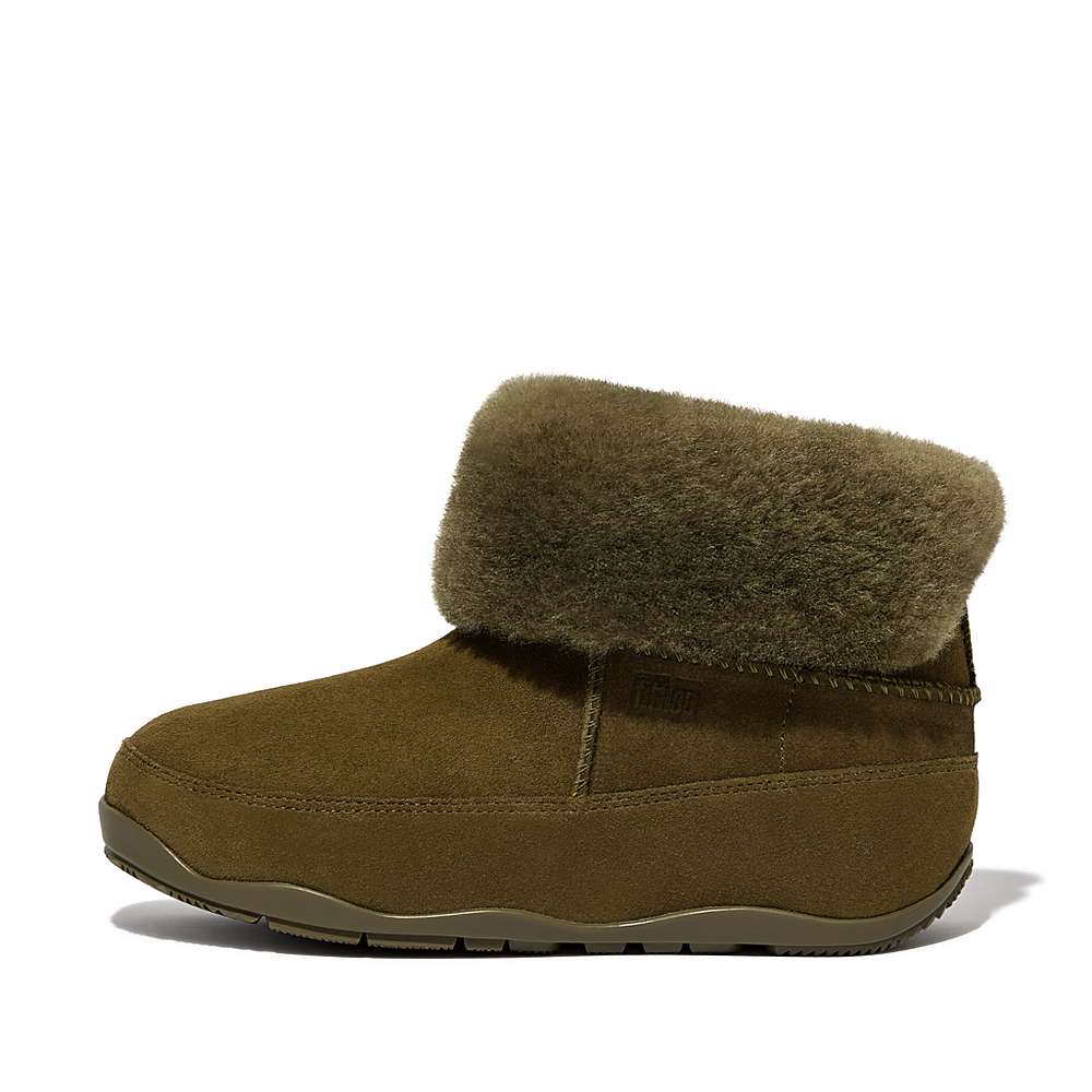 Buty Zimowe Fitflop Original MUKLUK SHORTY Double-Faced Shearling Damskie Oliwkowe | Polska-91520