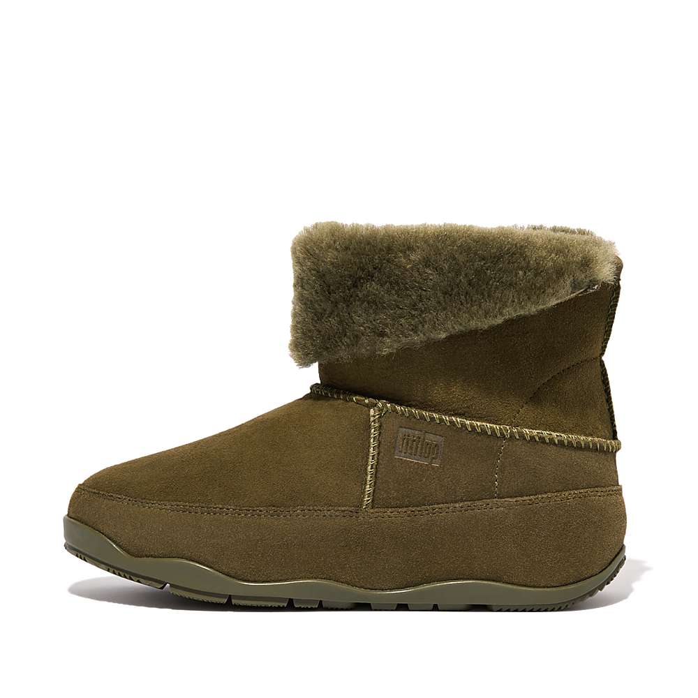 Buty Zimowe Fitflop Original MUKLUK SHORTY Double-Faced Shearling Damskie Oliwkowe | Polska-91520