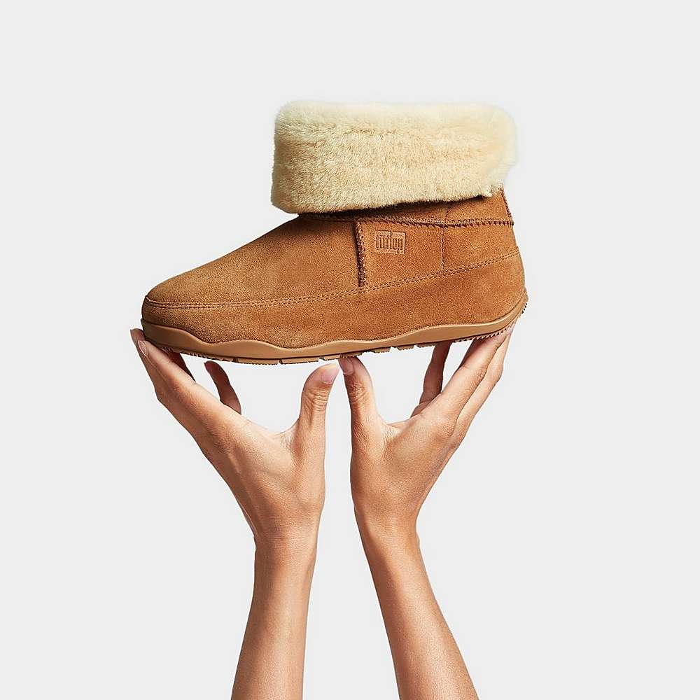 Buty Zimowe Fitflop Original MUKLUK SHORTY Double-Faced Shearling Damskie Głęboka Brązowe | Polska-91573