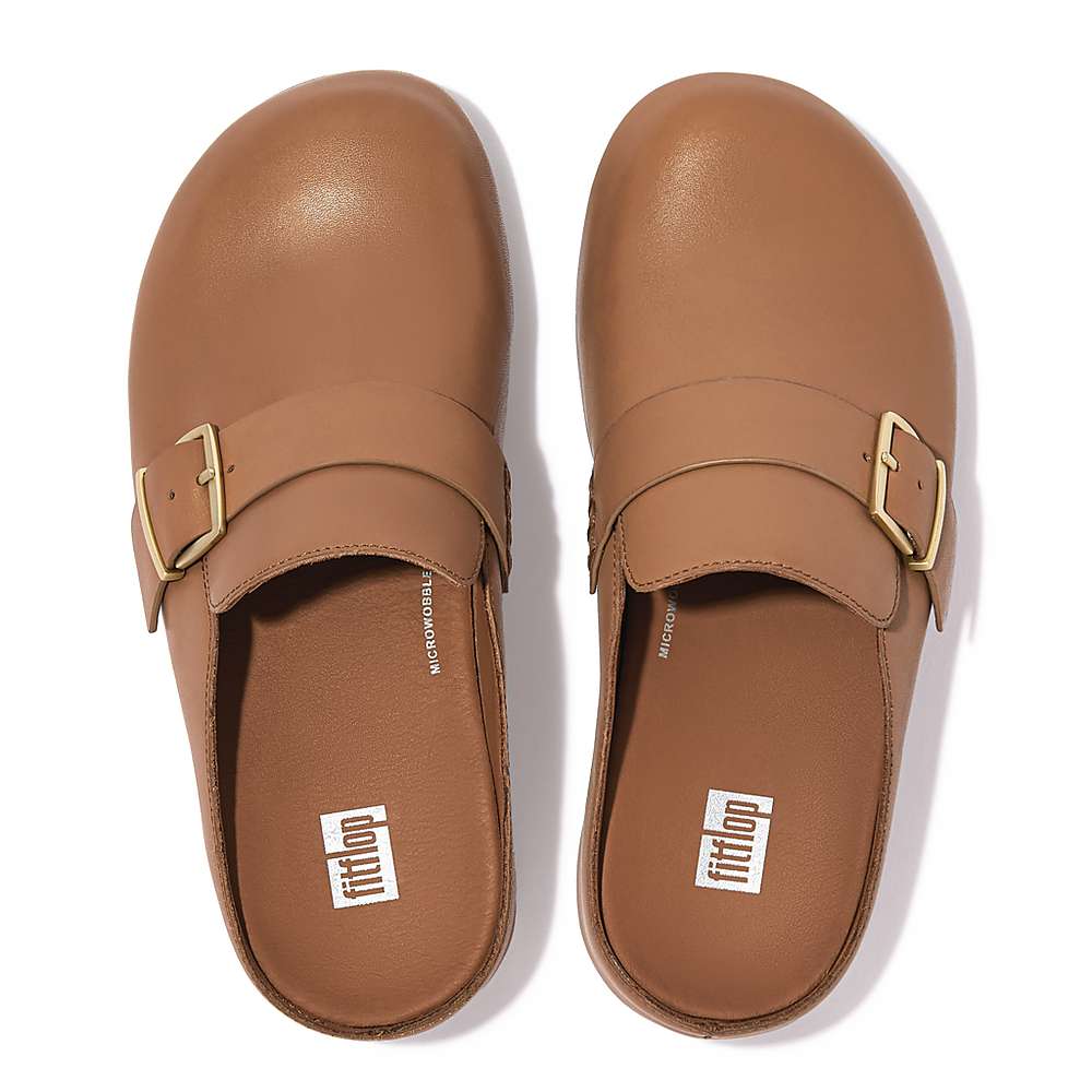 Chodaki Fitflop SHUV Buckle Strap Leather Damskie Brązowe | Polska-08537