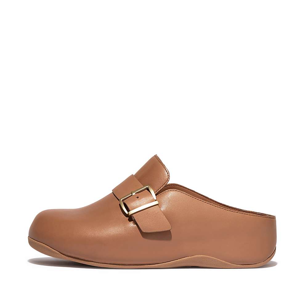 Chodaki Fitflop SHUV Buckle Strap Leather Damskie Brązowe | Polska-08537