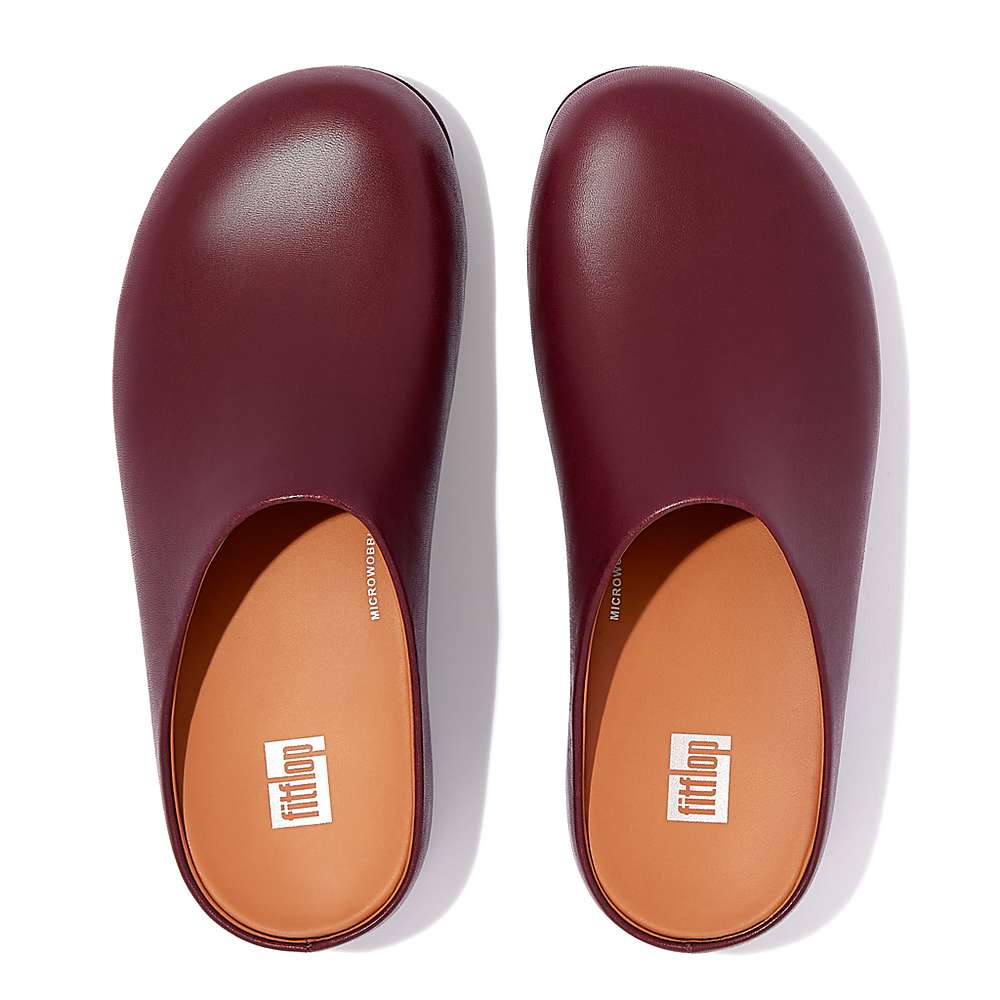 Chodaki Fitflop SHUV Leather Damskie Bordowe | Polska-54726