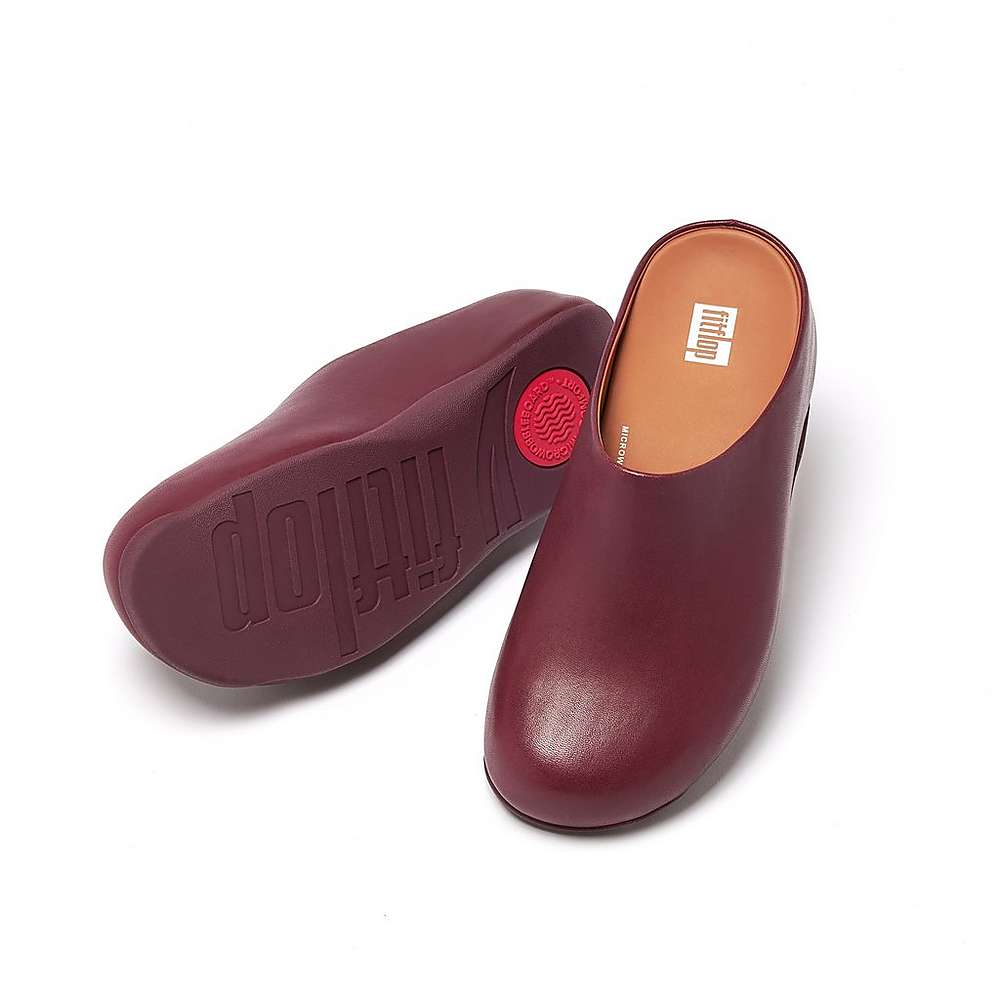 Chodaki Fitflop SHUV Leather Damskie Bordowe | Polska-54726