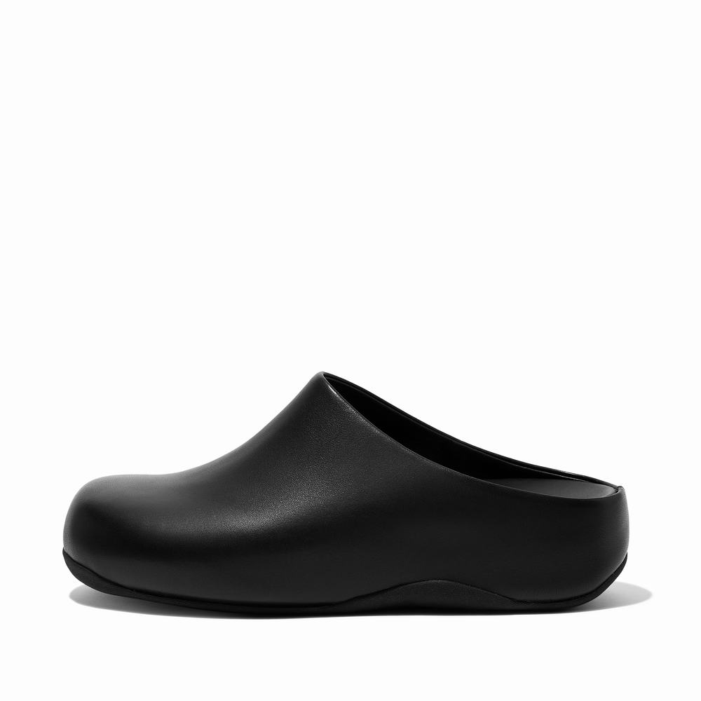 Chodaki Fitflop SHUV Leather Damskie Czarne | Polska-62453