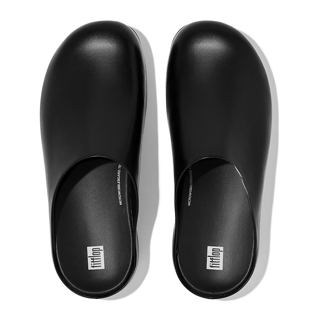 Chodaki Fitflop SHUV Leather Męskie Czarne | Polska-69041