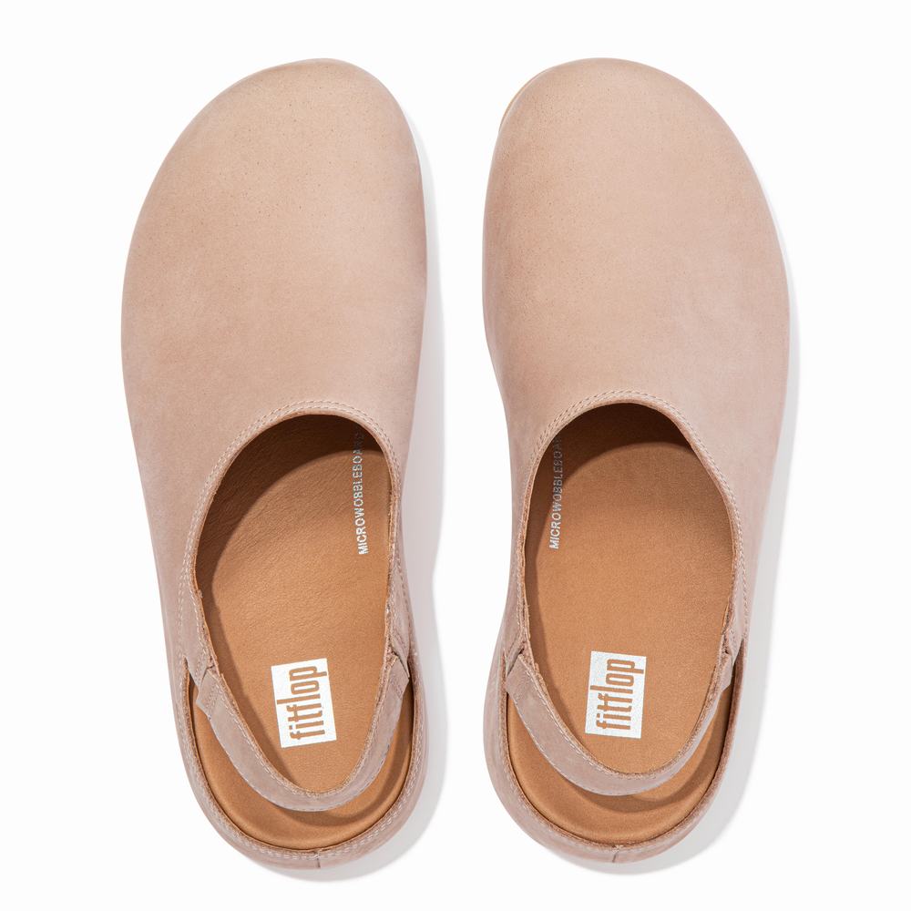 Chodaki Fitflop SHUV Nubuck Back-Strap Damskie Beżowe | Polska-97683